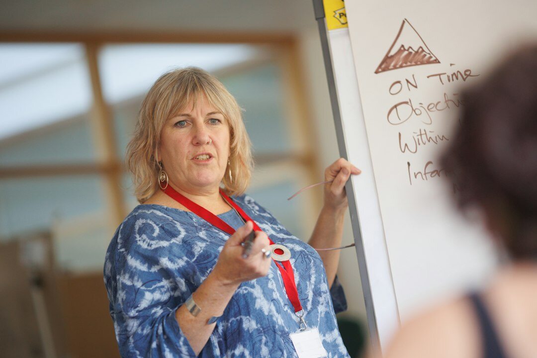 confident speaker presenting ideas