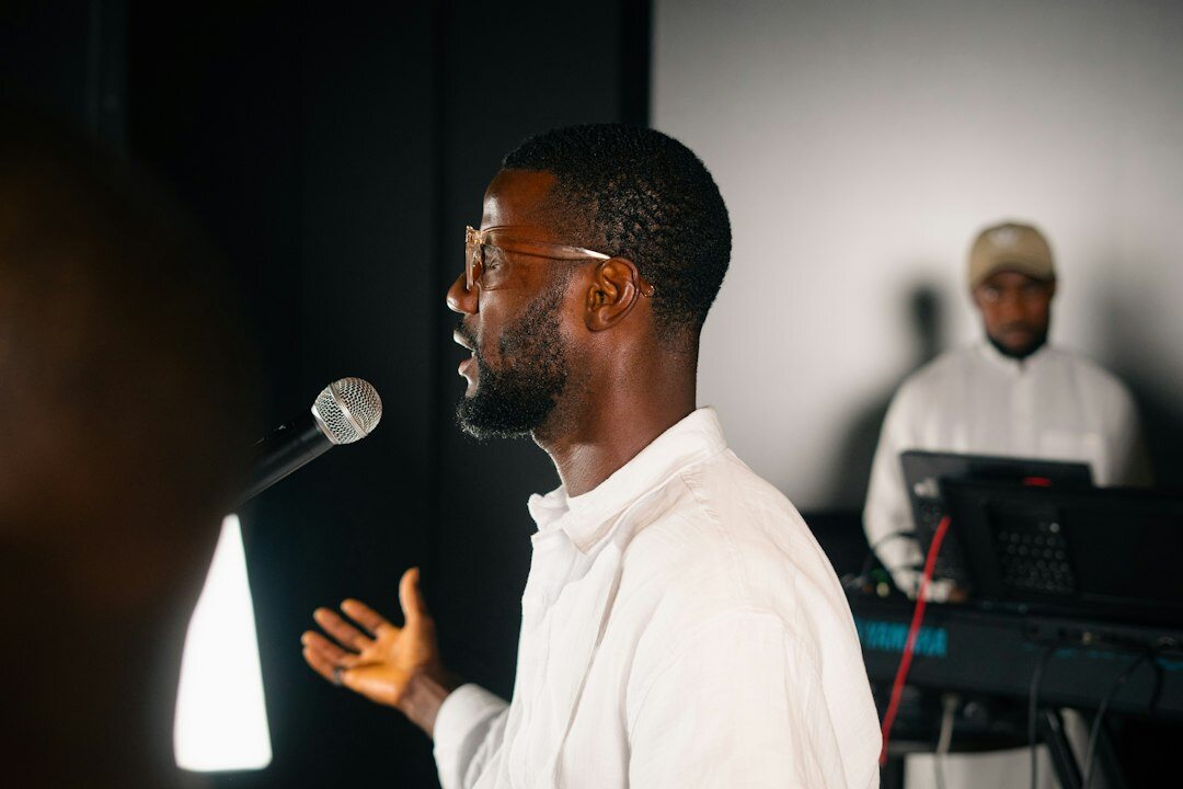 person speaking confidently on stage